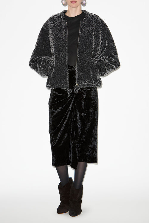 Abelina Burnout Velvet Bomber Jacket Abelina Burnout Velvet Bomber Jacket