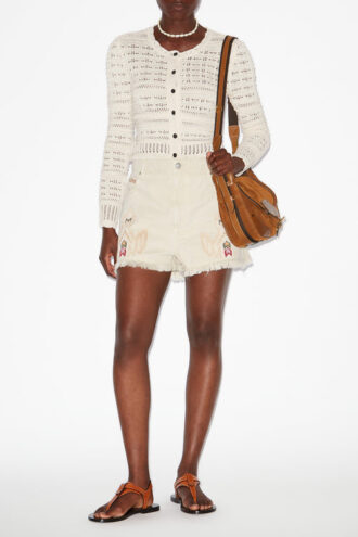 Ajaline Short Openwork Knit Cardigan Ajaline Short Openwork Knit Cardigan