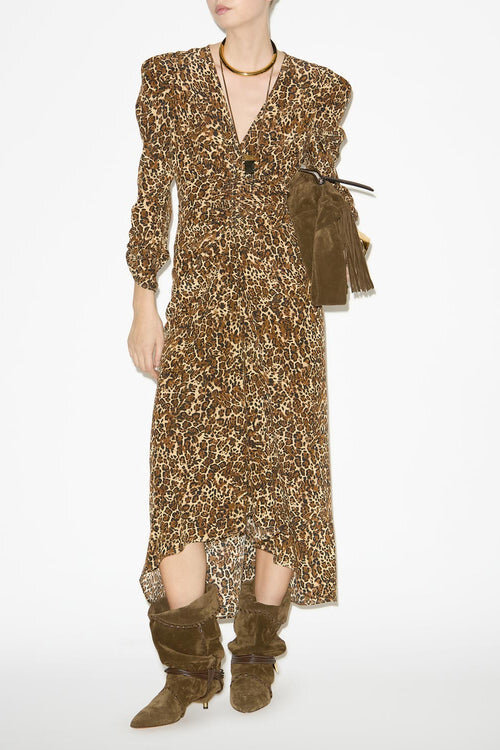 Albini Gathered Silk Blend Midi Dress Albini Gathered Silk Blend Midi Dress