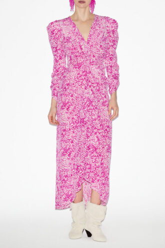 Albini Gathered Silk Blend Midi Dress