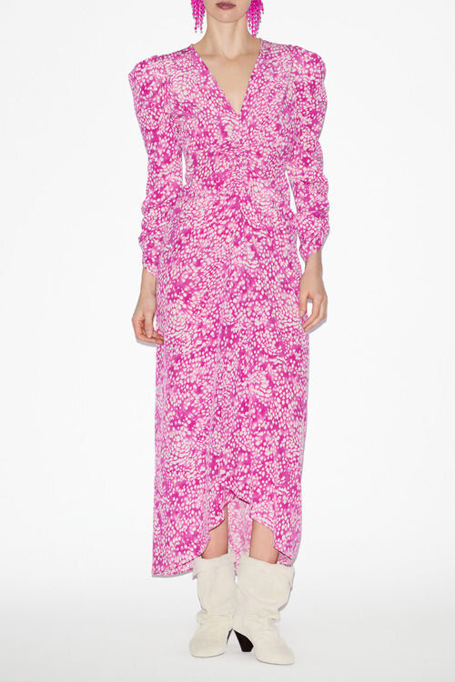 Albini Gathered Silk Blend Midi Dress Albini Gathered Silk Blend Midi Dress
