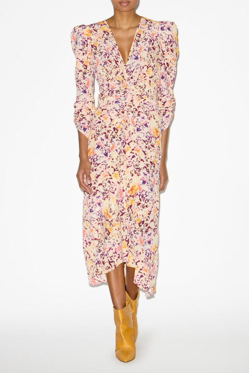 Albini Gathered Silk Blend Midi Dress Albini Gathered Silk Blend Midi Dress