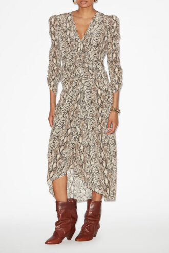Albini Gathered Silk Blend Midi Dress