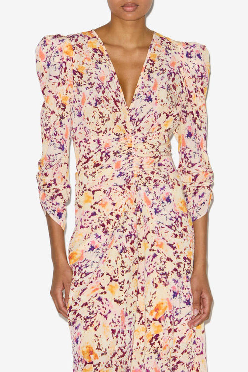 Albini Gathered Silk Blend Midi Dress Albini Gathered Silk Blend Midi Dress