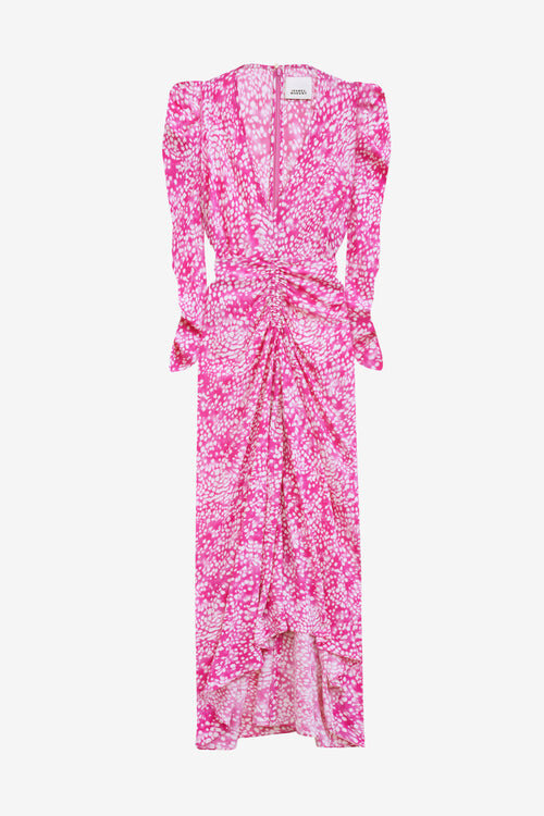 Albini Gathered Silk Blend Midi Dress Albini Gathered Silk Blend Midi Dress