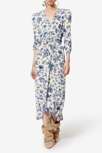 Albini Long Printed Stretch Silk Dress