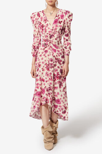 Albini Long Printed Stretch Silk Dress