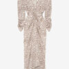 Albini Printed Gathered Silk Midi Dress Albini Printed Gathered Silk Midi Dress