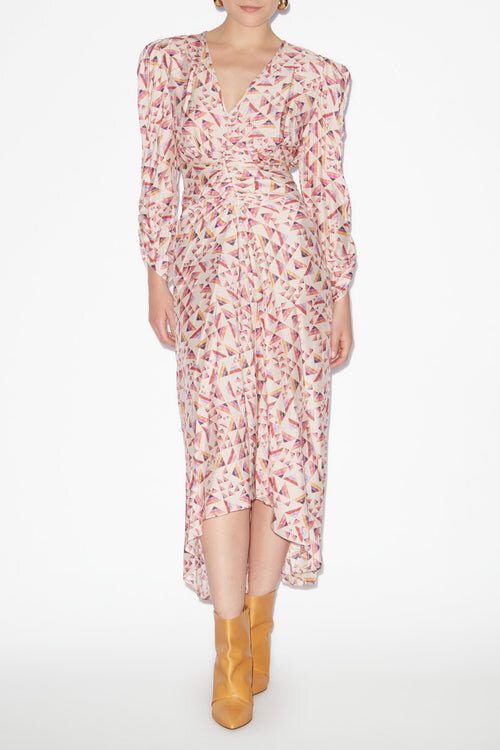 Albini Printed Silk Blend Midi Dress Albini Printed Silk Blend Midi Dress