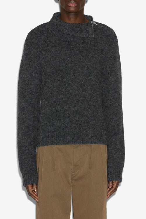 Aliocha Stand-Up Collar Plain-Colored Alpaca Knit Sweater Aliocha Stand-Up Collar Plain-Colored Alpaca Knit Sweater