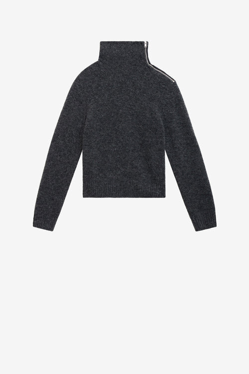 Aliocha Stand-Up Collar Plain-Colored Alpaca Knit Sweater Aliocha Stand-Up Collar Plain-Colored Alpaca Knit Sweater