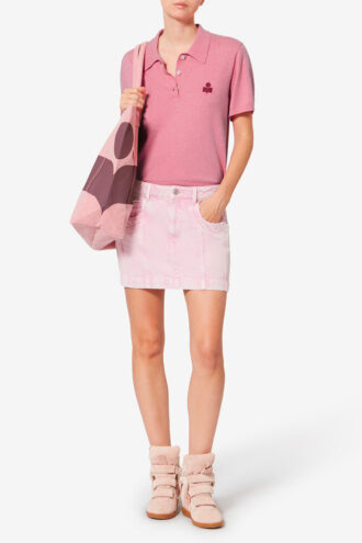 Althea Cotton and Wool Blend Knit Polo with Logo Althea Cotton and Wool Blend Knit Polo with Logo