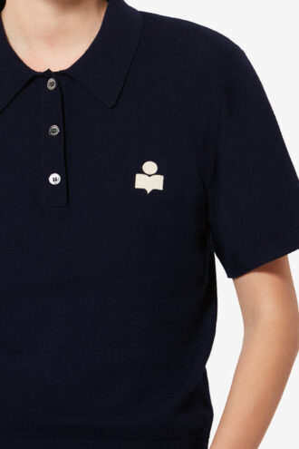 Althea Cotton and Wool Blend Knit Polo with Logo Althea Cotton and Wool Blend Knit Polo with Logo