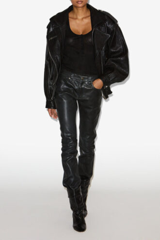 Aneli Lambskin Leather Jacket with Pockets Aneli Lambskin Leather Jacket with Pockets
