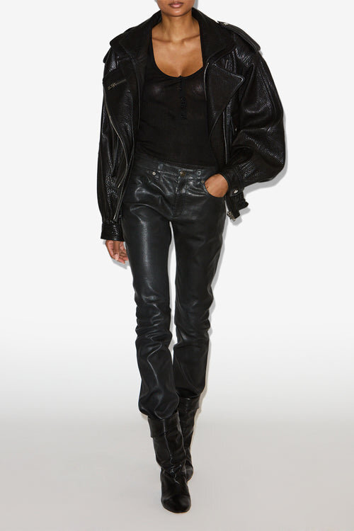 Aneli Lambskin Leather Jacket with Pockets Aneli Lambskin Leather Jacket with Pockets