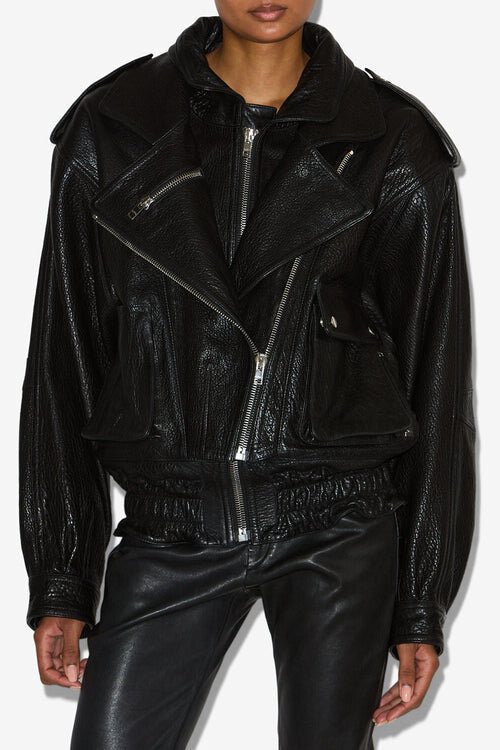 Aneli Lambskin Leather Jacket with Pockets Aneli Lambskin Leather Jacket with Pockets