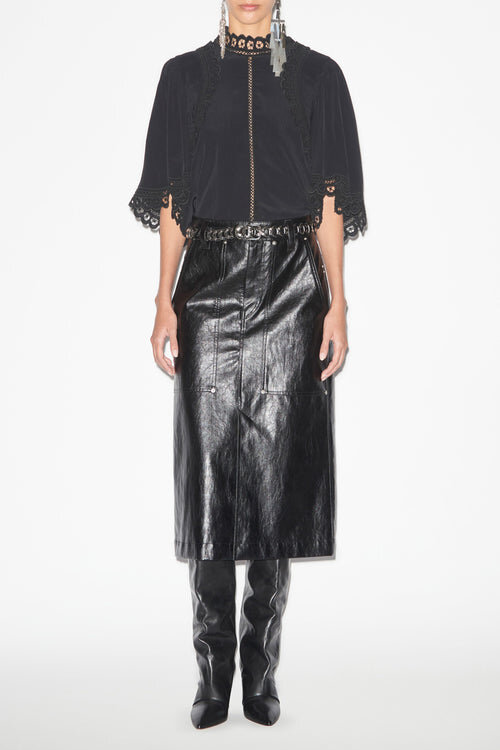 Angele Leather Style Midi Skirt Angele Leather Style Midi Skirt