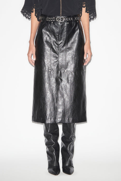 Angele Leather Style Midi Skirt Angele Leather Style Midi Skirt