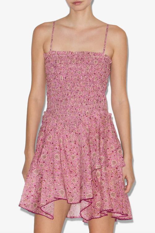 Anka Smocked Printed Lightweight Cotton Dress Anka Smocked Printed Lightweight Cotton Dress