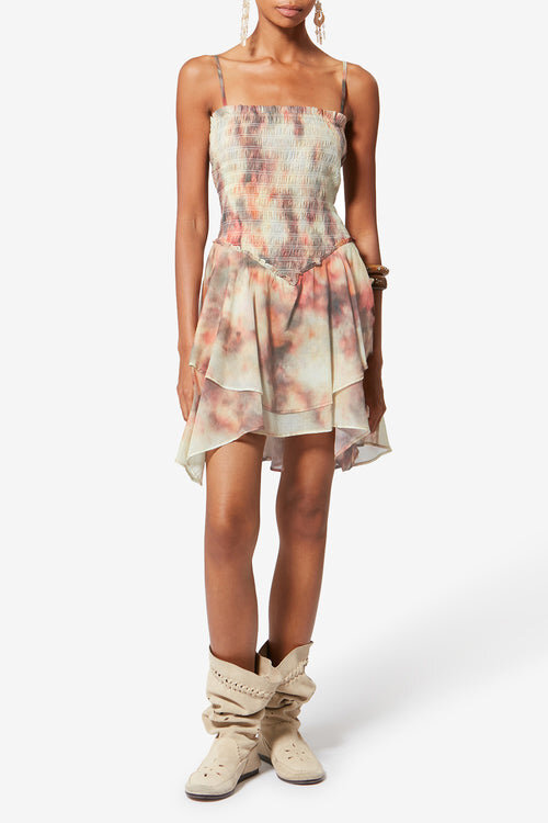 Anka Strappy Smocked Printed Cotton Voile Dress Anka Strappy Smocked Printed Cotton Voile Dress