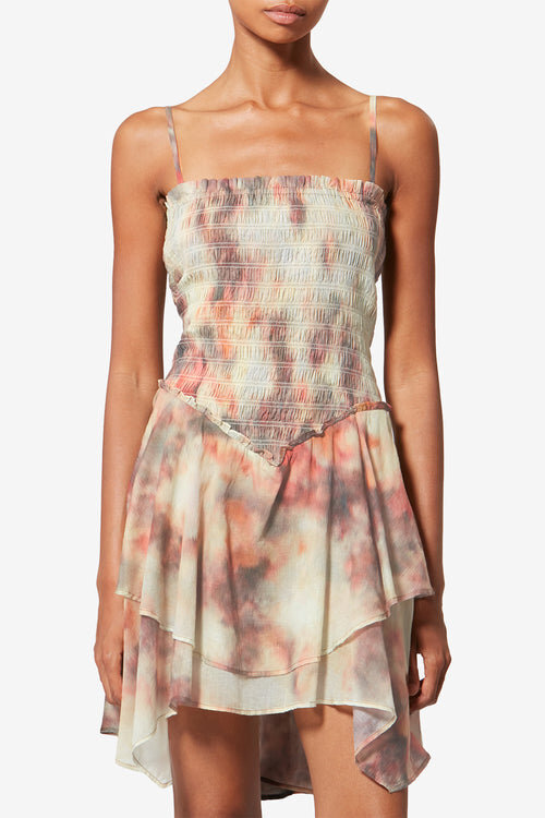 Anka Strappy Smocked Printed Cotton Voile Dress Anka Strappy Smocked Printed Cotton Voile Dress
