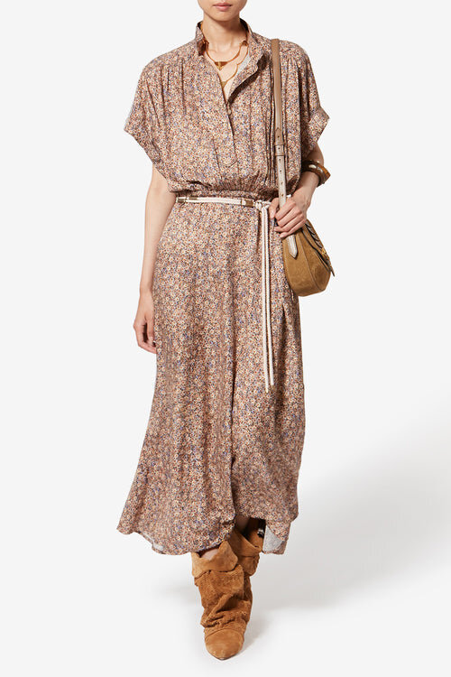 Ansley Long Floral Silk Jacquard Dress Ansley Long Floral Silk Jacquard Dress