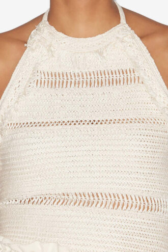 Araliane Open Back Macramé Knit Sweater