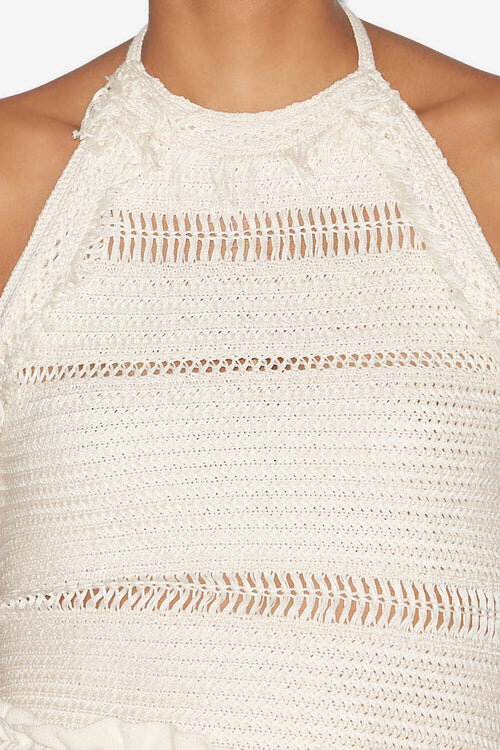 Araliane Open Back Macramé Knit Sweater Araliane Open Back Macramé Knit Sweater
