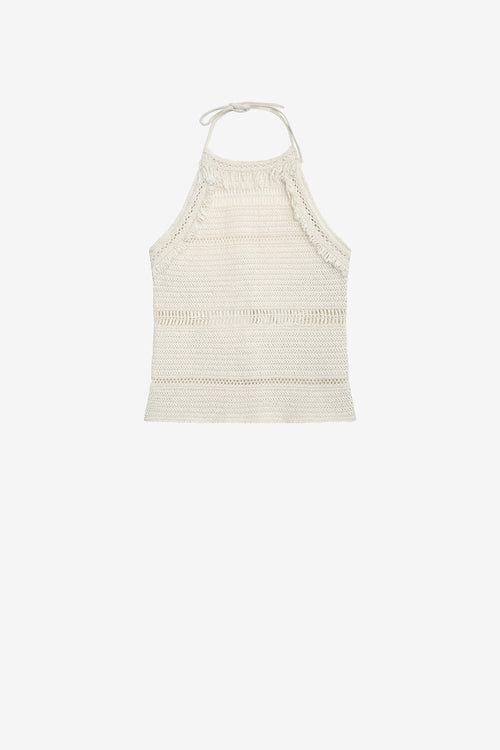 Araliane Open Back Macramé Knit Sweater Araliane Open Back Macramé Knit Sweater