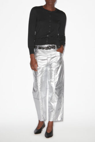 Aude Pants in Coated Silver-Finish Cotton