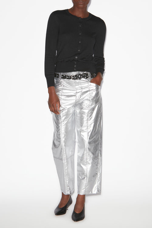 Aude Pants in Coated Silver-Finish Cotton Aude Pants in Coated Silver-Finish Cotton