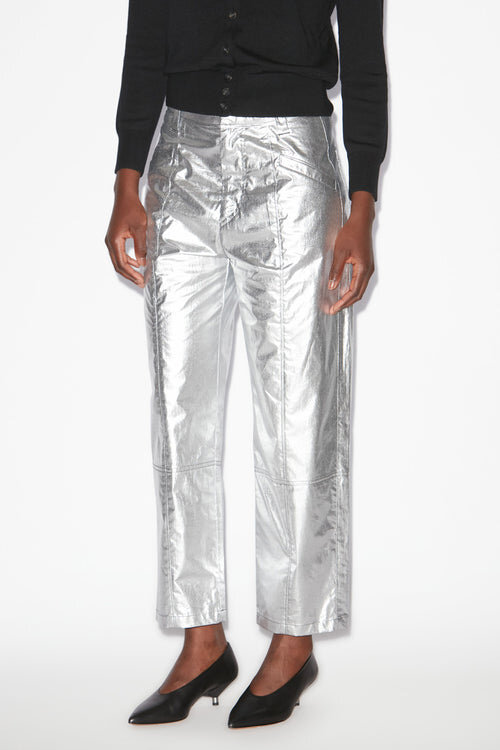 Aude Pants in Coated Silver-Finish Cotton Aude Pants in Coated Silver-Finish Cotton