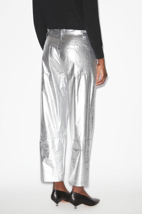 Aude Pants in Coated Silver-Finish Cotton Aude Pants in Coated Silver-Finish Cotton