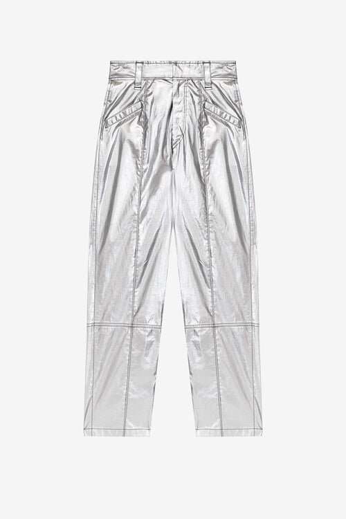 Aude Pants in Coated Silver-Finish Cotton Aude Pants in Coated Silver-Finish Cotton