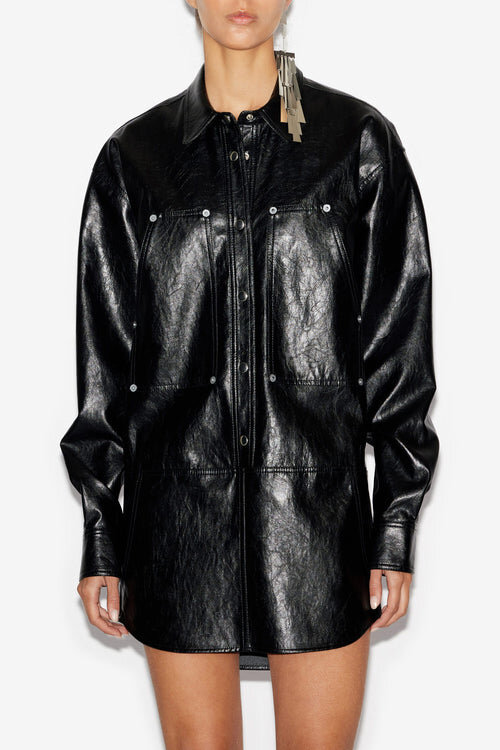 Ayali Short Leather Style Shirt Dress Ayali Short Leather Style Shirt Dress