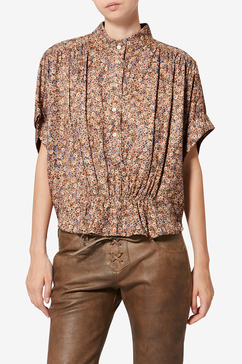 Azalea Floral Silk Jacquard Top Azalea Floral Silk Jacquard Top