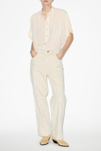 Azalea Gathered Officer Collar Top Azalea Gathered Officer Collar Top
