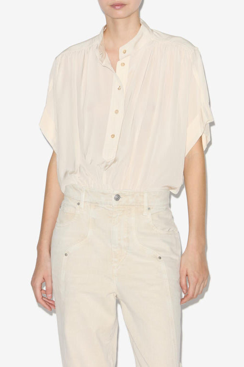 Azalea Gathered Officer Collar Top Azalea Gathered Officer Collar Top