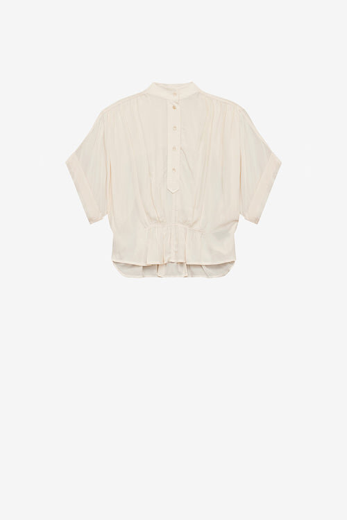 Azalea Gathered Officer Collar Top Azalea Gathered Officer Collar Top