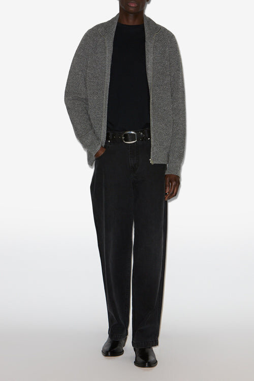 Benett Zip-Up Ribbed Wool Cardigan Benett Zip-Up Ribbed Wool Cardigan