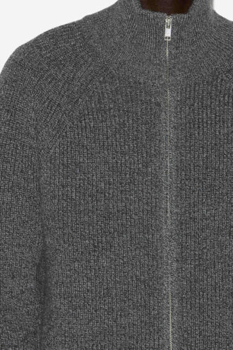 Benett Zip-Up Ribbed Wool Cardigan