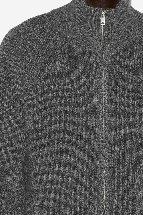 Benett Zip-Up Ribbed Wool Cardigan Benett Zip-Up Ribbed Wool Cardigan