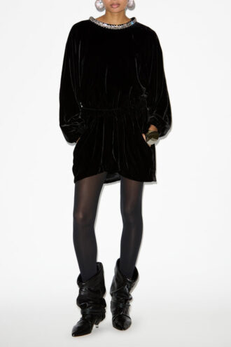 Beniga Gathered Velvet Dress