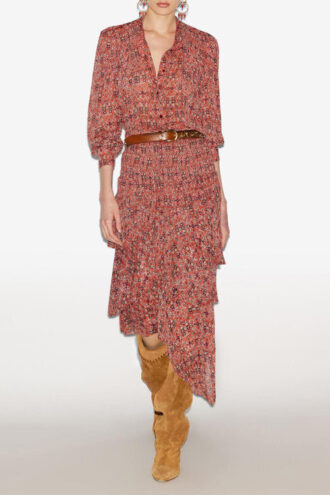 Brigitte Frilly Printed Midi Skirt
