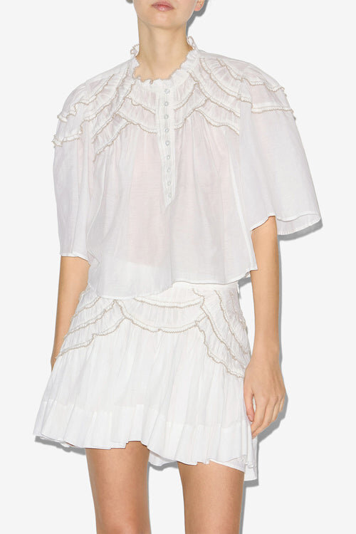 Carmen Gathered Cotton Voile Top Carmen Gathered Cotton Voile Top