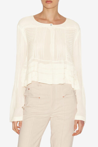 Carolia Pleated Crepe Blouse