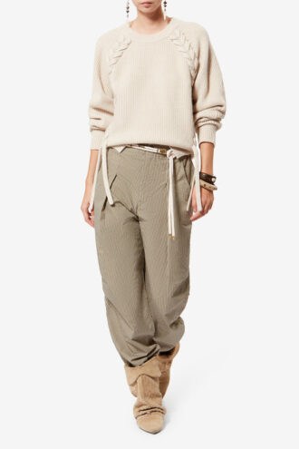 Ceryne Wide-Leg Striped Cotton Pants