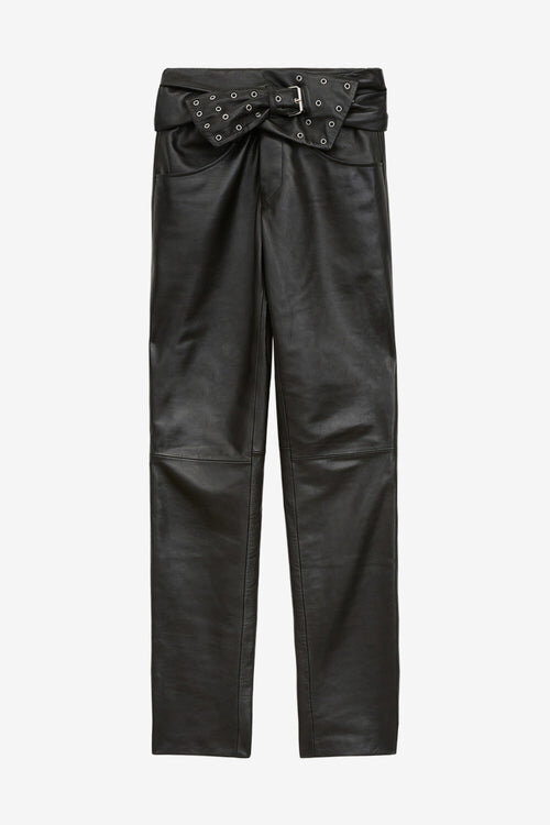 Chazia Straight-Leg Leather Pants Chazia Straight-Leg Leather Pants