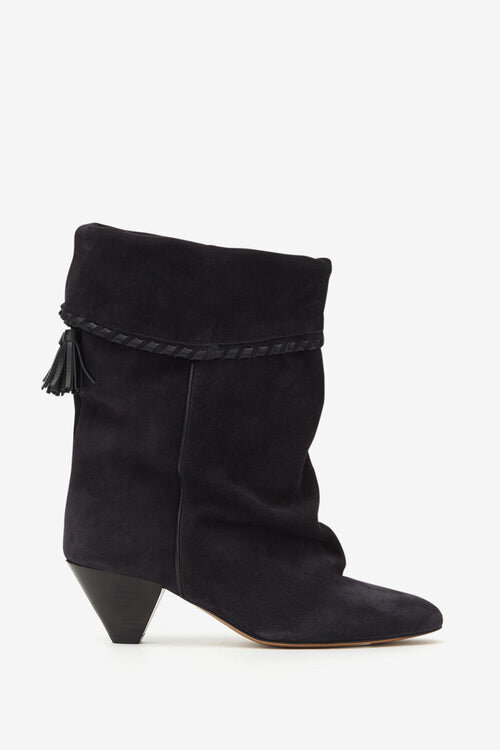 Dalby Draped Suede Calfskin Leather Boots Dalby Draped Suede Calfskin Leather Boots
