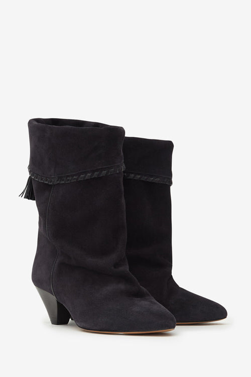 Dalby Draped Suede Calfskin Leather Boots Dalby Draped Suede Calfskin Leather Boots